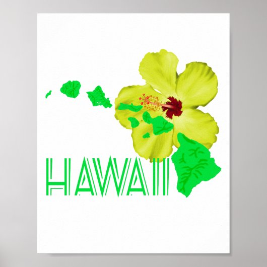 Poster Hawaii Îles Jaune Hibiscus Fleur (Devant)