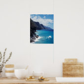 Poster Hawaii, Kauai, Vagues de l'océan Pacifique (Cuisine)
