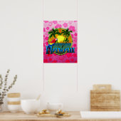 Poster Hawaii Sunset Pink Honu (Cuisine)