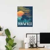 Poster Hawaii Sunset Sunrise Graphic Topic Forêt tropical (Bureau à domicile)