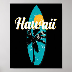 Poster Hawaii Surf Aloha Vintage Retro Surfboard Beach