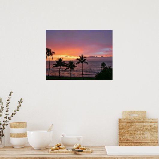 Poster Hawaii Tropical Sunset on the Beach (Cuisine)
