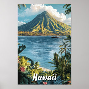 Poster Hawaii USA Art Vintage Illustration Voyage