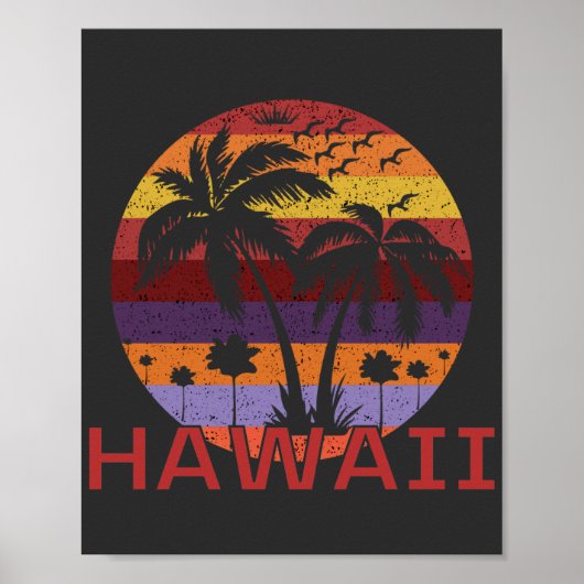 Poster Hawaii Vintage Palm Trees Voyage (Devant)