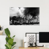 Poster Hawaii - Vue du champ de canne à sucre sur le feu (Bureau à domicile)