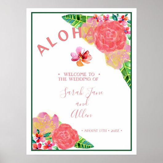 Poster Hawaiian Aloha Mariage Bienvenue 2 (Devant)