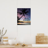 Poster Hawaiian Beach Bar Aloha Friday Tropical Sunset (Cuisine)