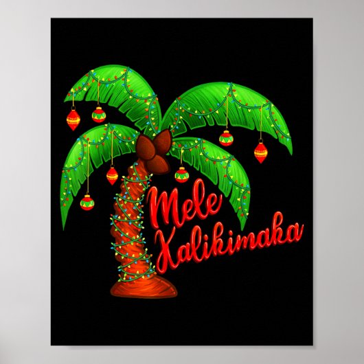 Poster Hawaiian Christmas Mele Kalikimaka Coconut Tree (Devant)