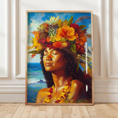 Poster Hawaiian Island Goddess Tropical Art Imprimer