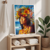 Poster Hawaiian Island Goddess Tropical Art Imprimer