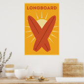 Poster Hawaiian Longboard Surboard Vintage Retro (Cuisine)