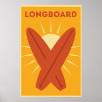 Hawaiian Longboard Surboard Vintage Retro