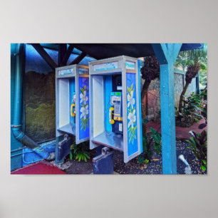 Poster Hawaiian Pay Phones, Kauai, Hawaii