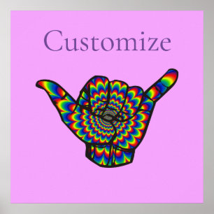 Poster Hawaiian Shaka Psychedelic Thunder_Cove