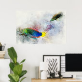 Poster Hawaiian Tropical Fish Watercolor - Wrasse (Bureau à domicile)