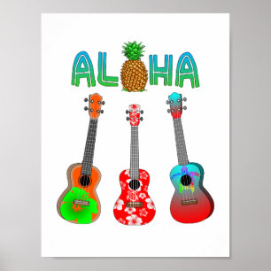 Poster Hawaiian Ukulele Aloha Hawaii