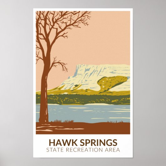 Poster Hawk Springs State Recrerereation Area Wyoming Vin (Devant)
