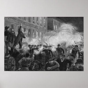 Poster Haymarket Riot Engraving - 1886