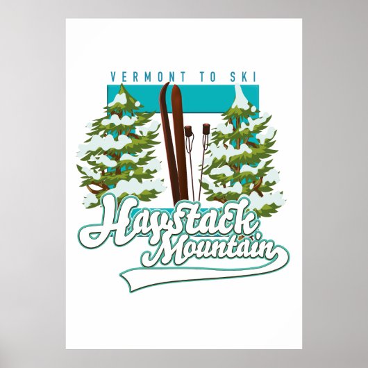 Poster Haystack Mountain Vermont USA logo du ski (Devant)