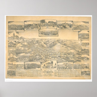 Poster Hayward, CA. Carte panoramique (0696A)