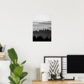 Poster Hazy Forest Hills Paysage noir et blanc Photo (Bureau à domicile)