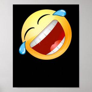 Poster HD Emoji Rolling sur le sol riant visage