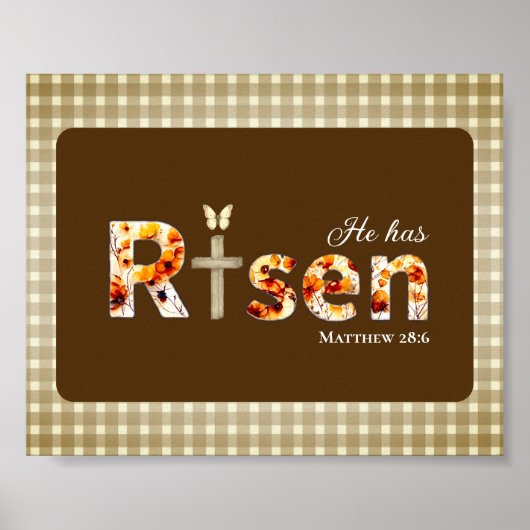 Poster He has Risen Bible Verse Cross Religious Easter (Devant)