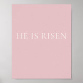 Poster He Is Risen – Soft Pink Easter Faith Wall Art (Devant)