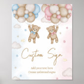 Poster He or She Bear Gender Reveal Sign (Devant)