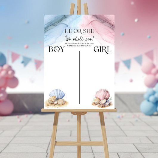 Poster He or She We Shell Sea Gender Reveal Voting