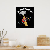 Poster Head Banger Funny Music Puns Dark BG (Cuisine)