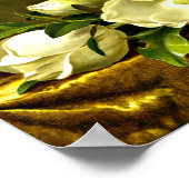 Poster Héade - Magnolias sur tissu velours or (Coin)