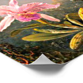 Poster Heade - Orchidée de Cattleya et trois colibris (Coin)