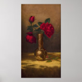 Poster Heade - Red Roses In A Japanese Vase On Gold Cloth (Devant)