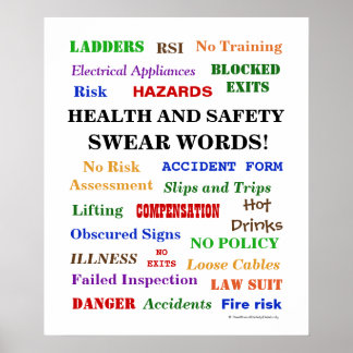 Poster Health and Safety Swear Words - Annoying But Funny