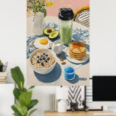 Poster Healthy Breakfast gym Food Kitchen Pancakes Cozy (Bureau à domicile)