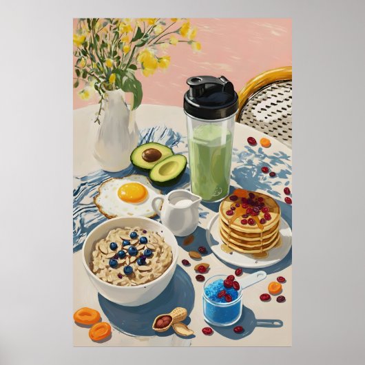 Poster Healthy Breakfast gym Food Kitchen Pancakes Cozy (Devant)
