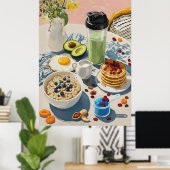 Poster Healthy Breakfast gym Food Kitchen Pancakes Cozy (Bureau à domicile)