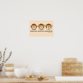 Poster Hear No Evil Monkeys (Cuisine)