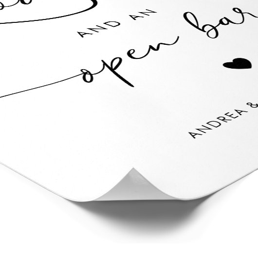 Poster Heart All You Need is Love Open Bar Mariage Sign (Coin)