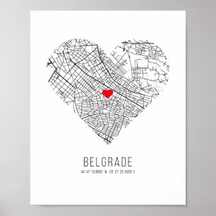 Poster Heart Belgrade City Map (Serbia)