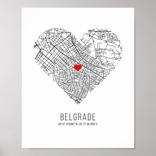 Poster Heart Belgrade City Map (Serbia) (Devant)