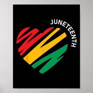 Poster Heart Black History Afro American African Freedom