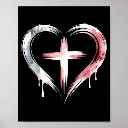 Poster Heart Cross Christian Faith Love  (Devant)