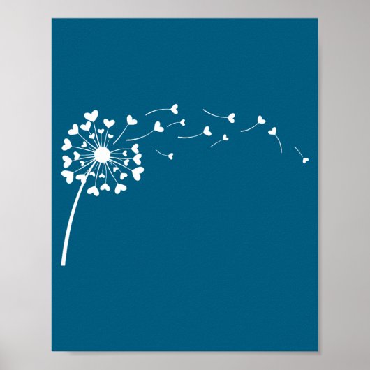 Poster Heart Dandelion Flower Love Cute Valentines Day Wo (Devant)