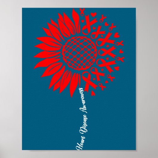 Poster Heart Disease Awareness Month Sunflower For Women  (Devant)