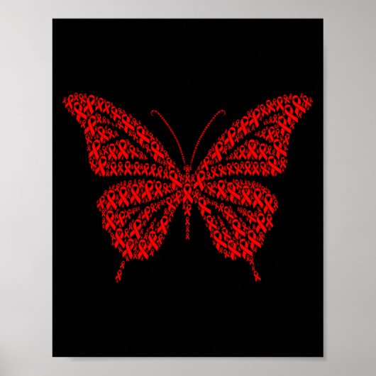 Poster Heart Disease Awareness Red Ribbon &amp; Heart Hea (Devant)