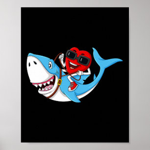 Poster Heart équitation requin Saint Valentin's Fun Boys