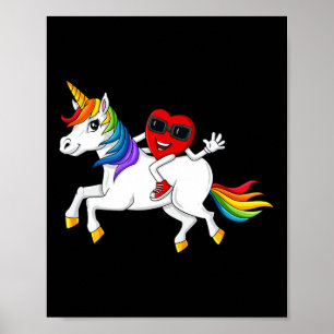 Poster Heart équitation Unicorn Valentine's Day Fun Girls