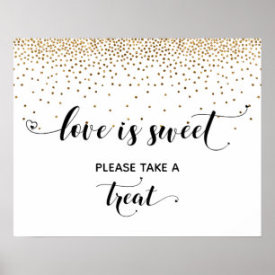 Poster Heart & Gold Love is Sweet Dessert Panneau de tabl